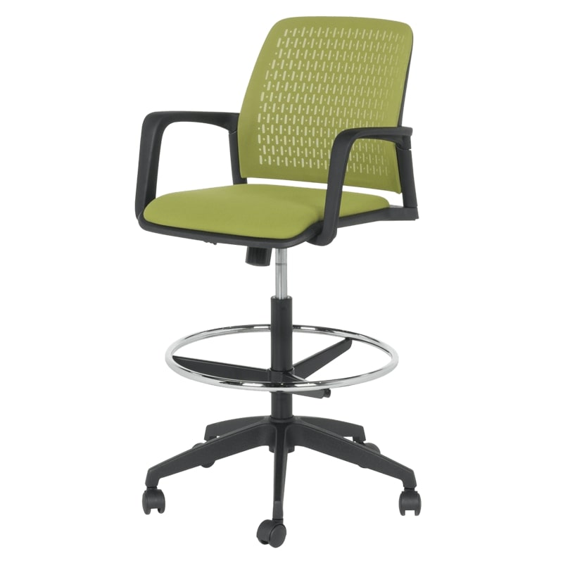 Висок работен стол - 7556 черна рамка-зелен